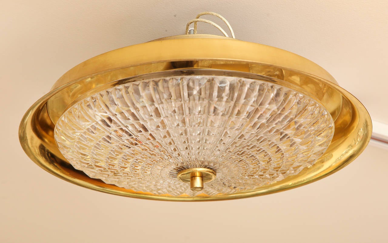 Orrefors Swedish Flush Mount Light Fixture, 1960s In Good Condition In New York, NY