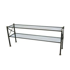A 2 Tiered Steel Sofa Table with X Shaped Elements
