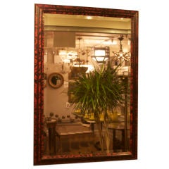 Vintage A Rectangular Mirror with Red Tortoise Shell Veneered Frame.
