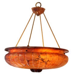 A Large Scale Italian Carved Alabaster Ceiling Fixture