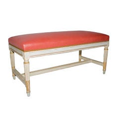 A French Louis XVI Style Bench with Red Leather