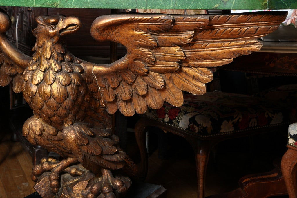 An Italian Console Table With Carved and Gilt Wood Eagle