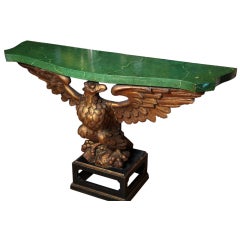 An Italian Console Table With Carved and Gilt Wood Eagle
