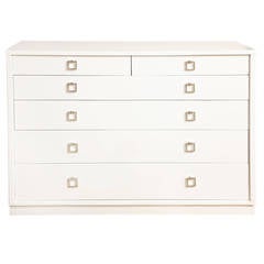 Six-Drawer Contemporary Design White Laquered Chest