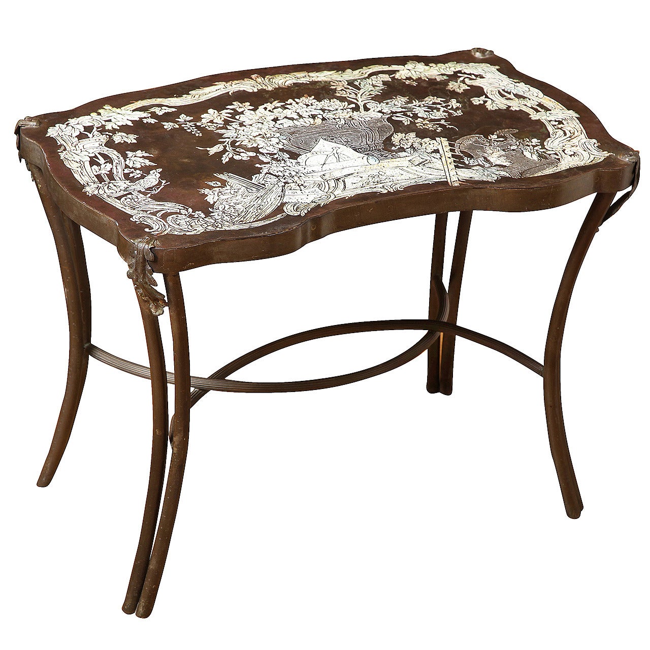 A  LaVerne Chinoserie Style Acid Etched Side Table 