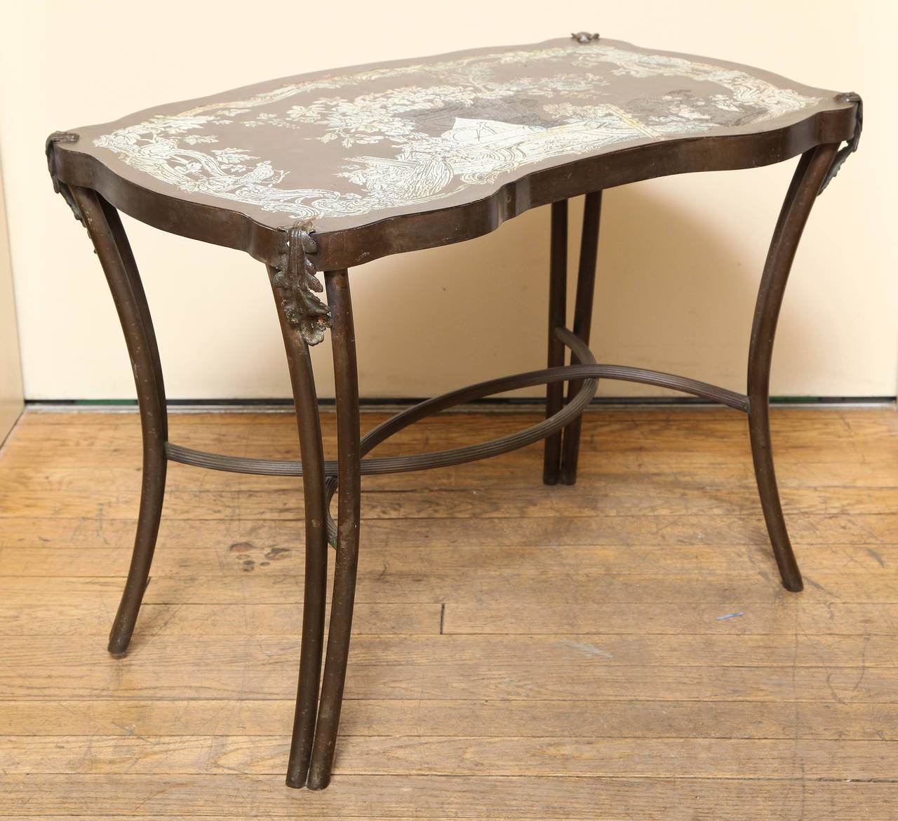Chinoiserie A  LaVerne Chinoserie Style Acid Etched Side Table 