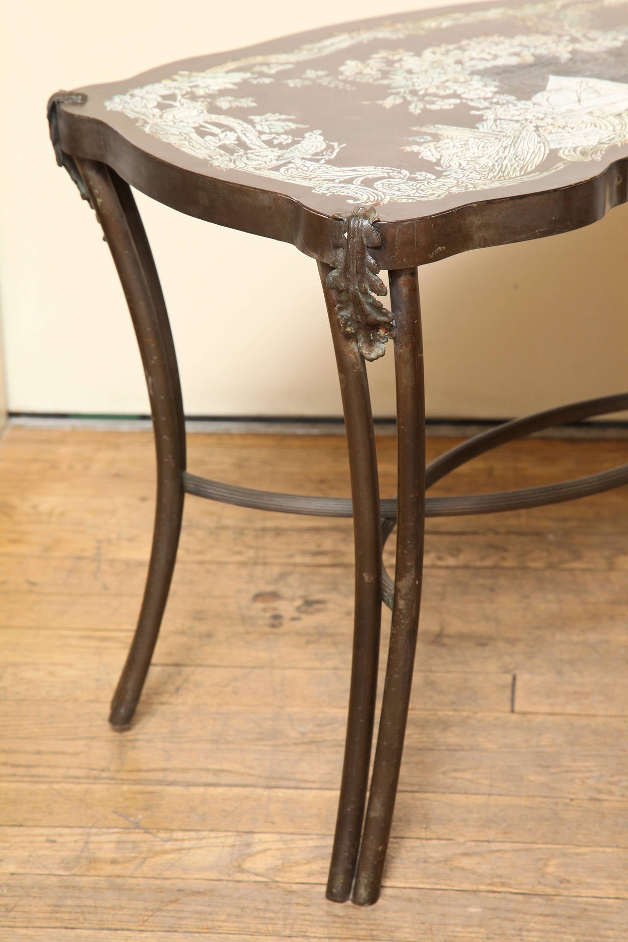 A  LaVerne Chinoserie Style Acid Etched Side Table  In Good Condition In New York, NY
