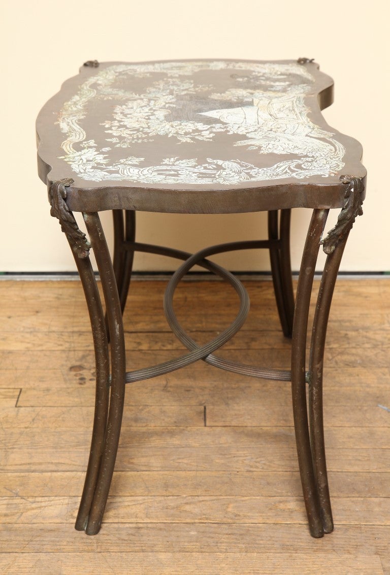 Mid-20th Century A  LaVerne Chinoserie Style Acid Etched Side Table 