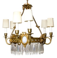 A Six Light French Louis XVI Style Ceiling Light with Open Fret