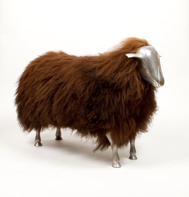 A Cast Steel Sheep with Stylized Head and Hooved Feet 2