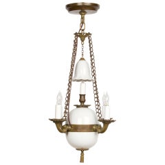 A Four Light French White Opaline Glass Ceiling Light