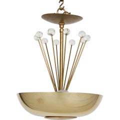 Small Brass Ceiling Light with Brass Dish