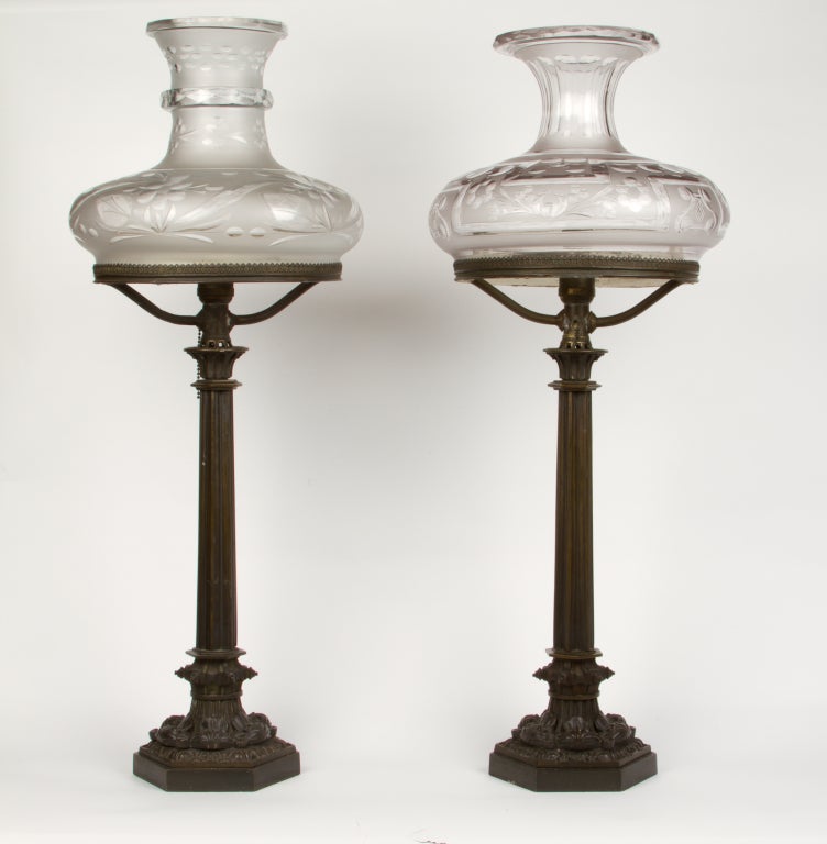 A Pair of Greek Revival Column Lamps