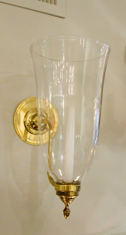 A Pair of Georgian Style Single Arm Brass Wall Sconces