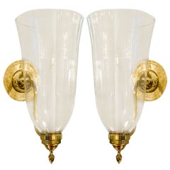A Pair of Georgian Style Single Arm Brass Wall Sconces