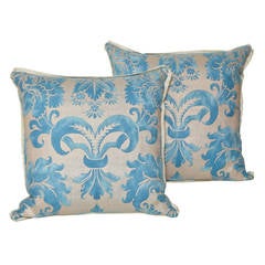 Pair of Vintage Fortuny Fabric Cushions