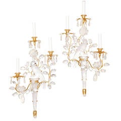 Pair of Three-Light Baguès Style Gilt Metal Sconces 10