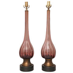 Pair of Italian Murano Glass Table Lamps