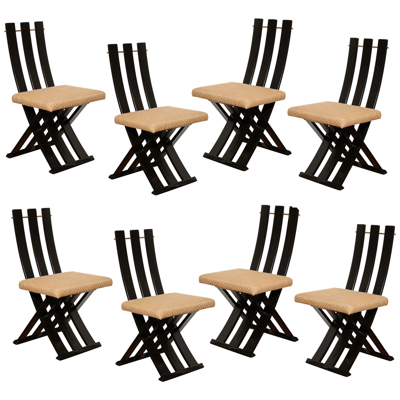 A Set of Eight Mid-Century Modern Scissor Chairs by Harvey Prober