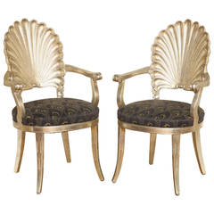 Pair of Carved Shell-Back Chairs 4