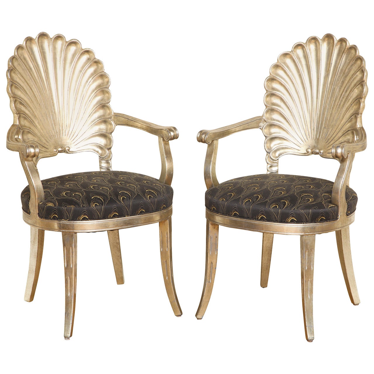 Pair of Carved Shell-Back Chairs