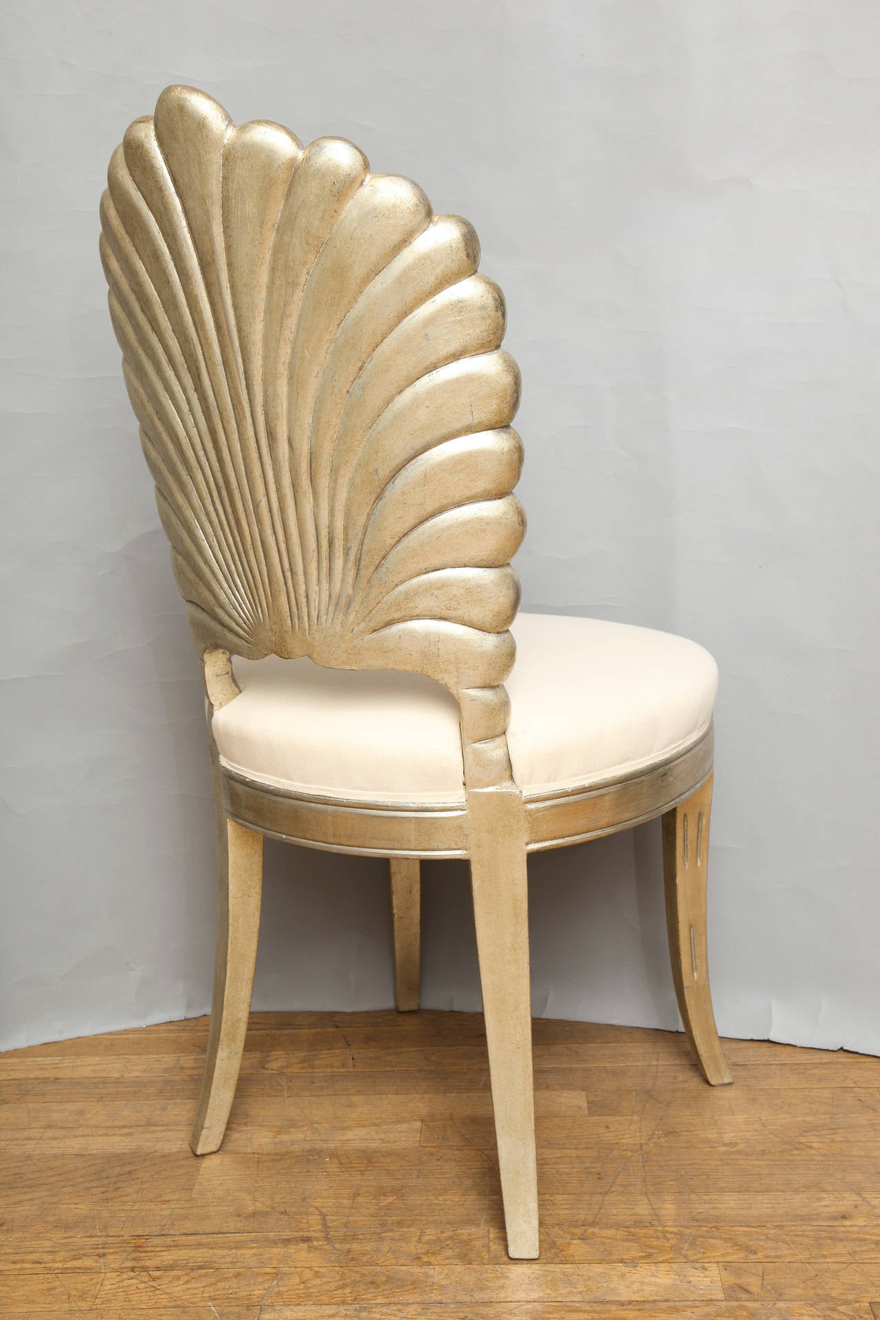 An Italian Shell Back Carved and Silver Leafed Chair 2