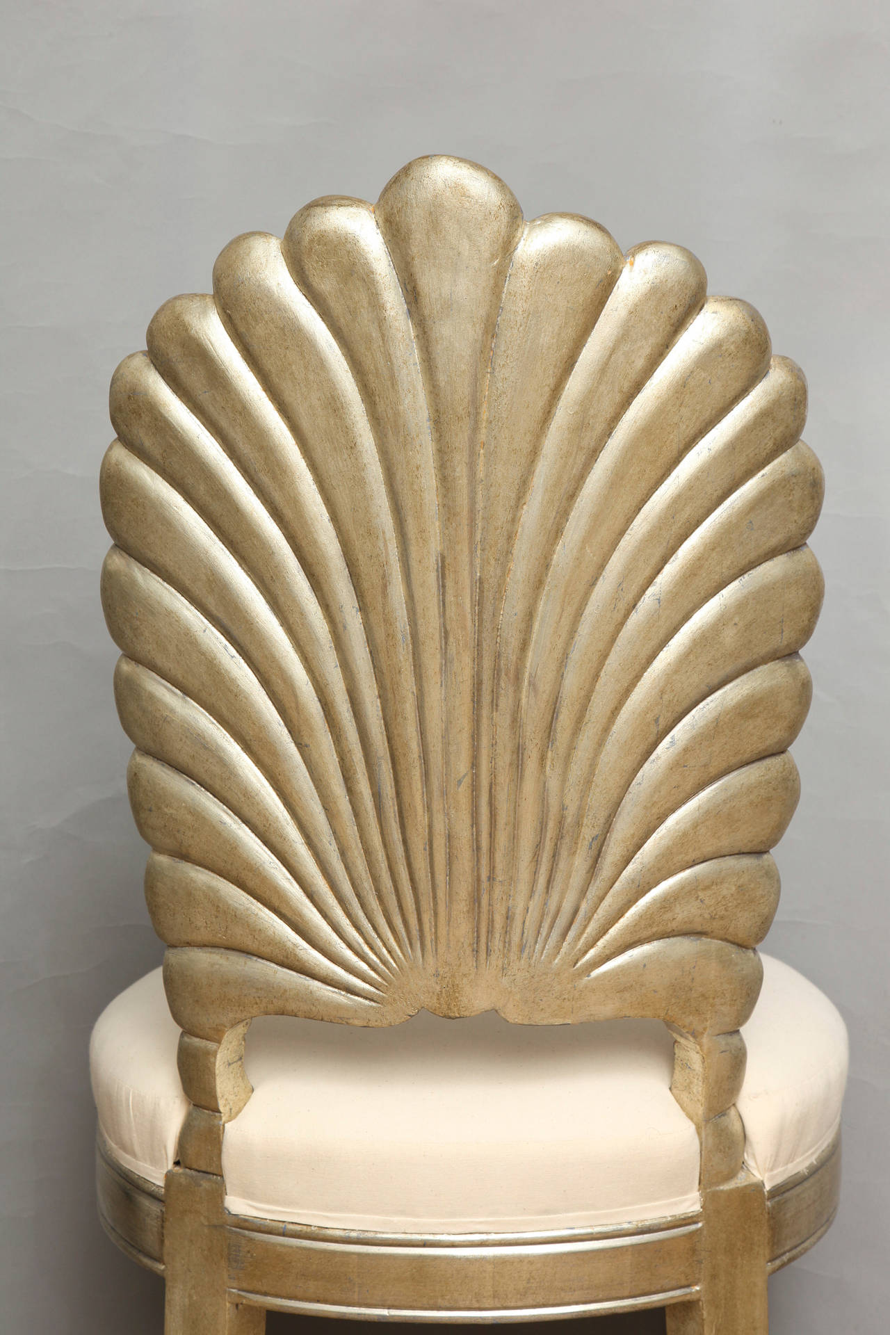 An Italian Shell Back Carved and Silver Leafed Chair 4