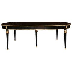 Antique Ebonized Jansen Style Oval Dining Table