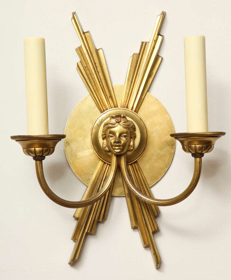 Pair of Two-Light French Wall Sconces In Excellent Condition In New York, NY
