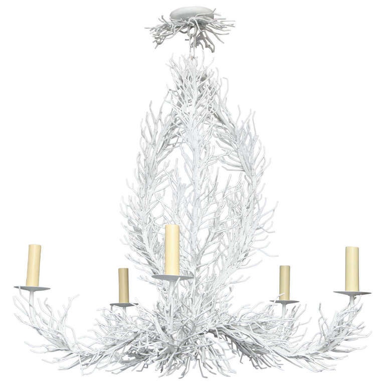 Enameled metal "coral" form chandelier
