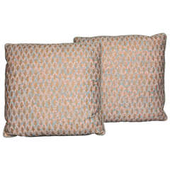 Pair of Square 1950s Fortuny Fabric Cushions