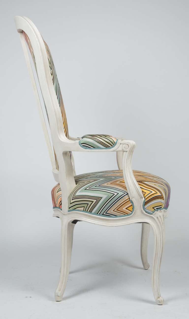 Wood A High-Back French Louis XV-style Painted Armchair