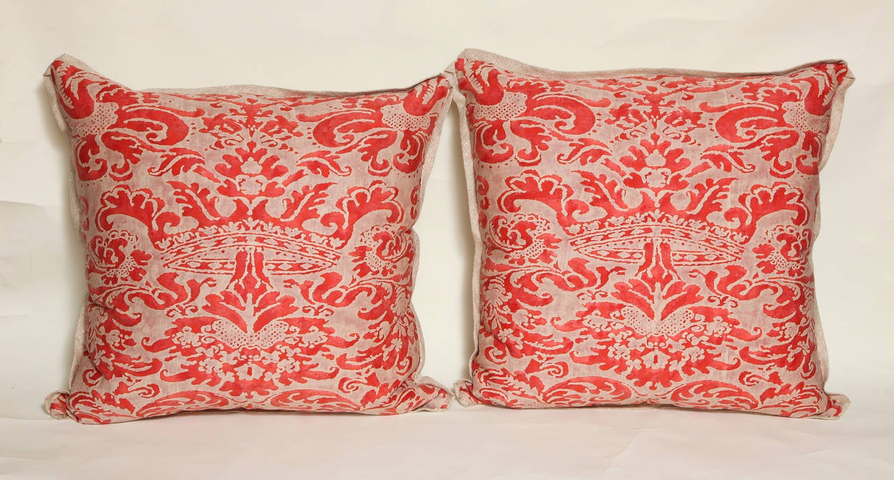 American A Pair of Fortuny Fabric Cushions in the Corone Pattern