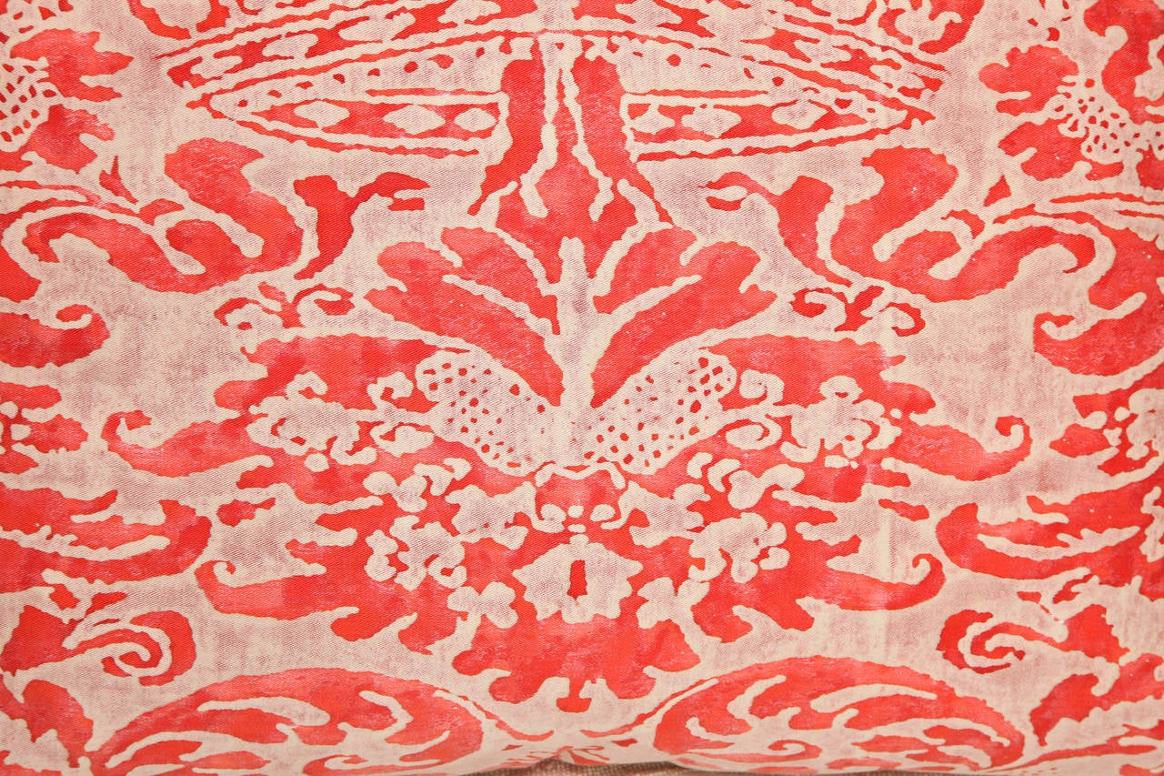 Cotton A Pair of Fortuny Fabric Cushions in the Corone Pattern