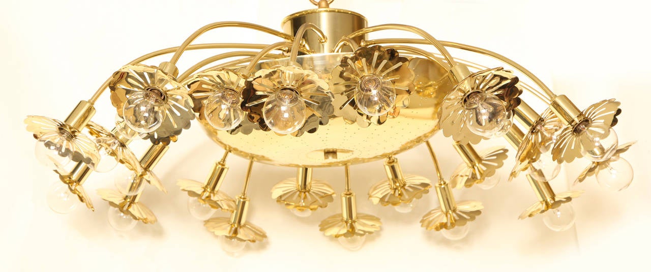 Mid-20th Century A Pair of Paavo Tynell Ceiling Mounted 24-Light Fixtures