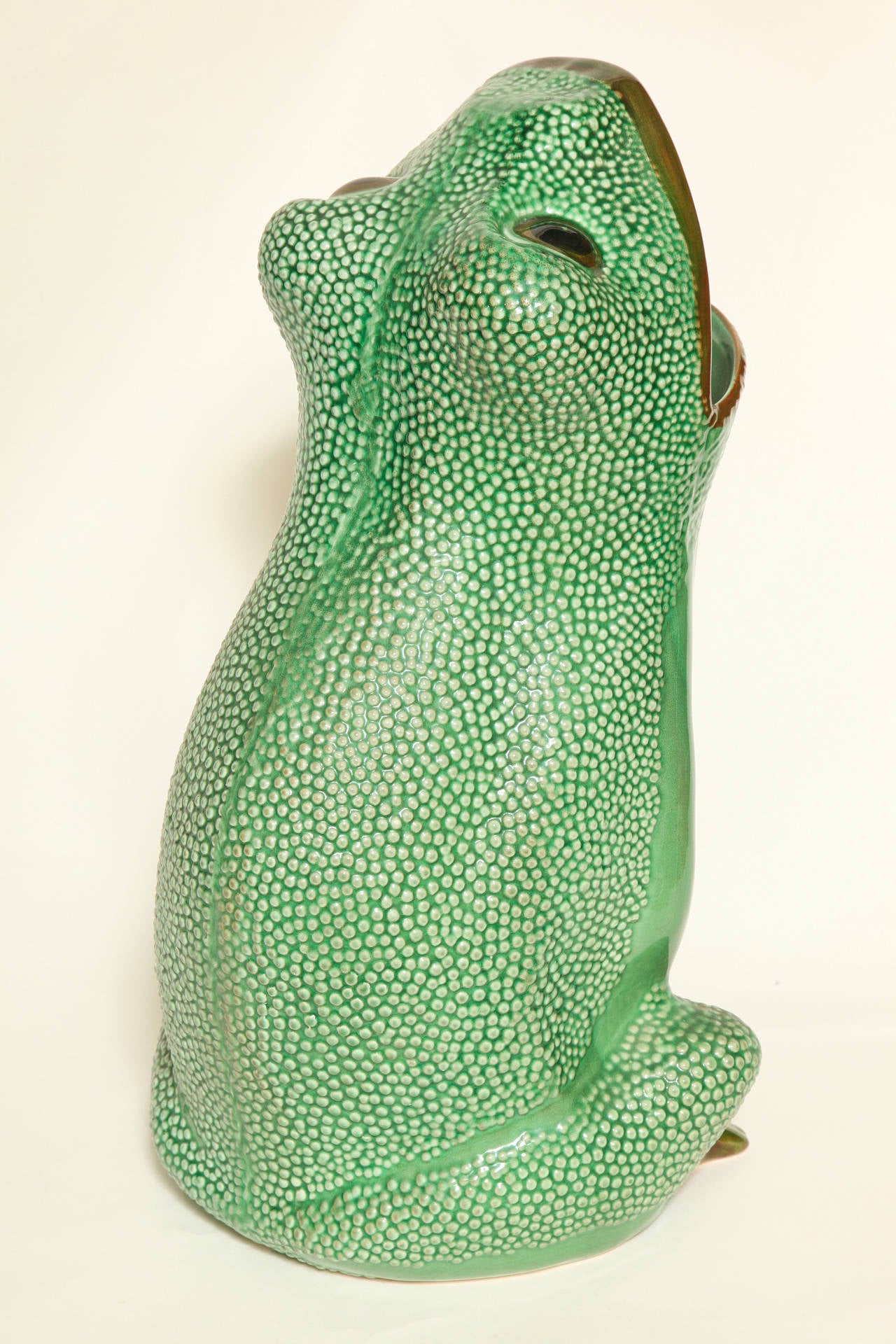 Mid-20th Century Italian Ceramic Frog Umbrella Stand