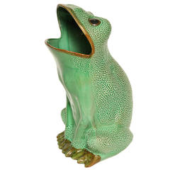 Retro Italian Ceramic Frog Umbrella Stand