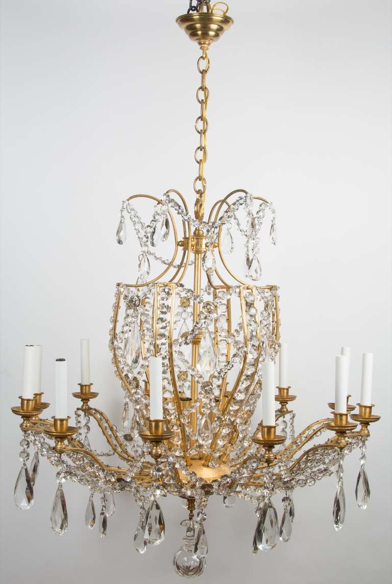 A Twelve-Light French Louis XVI-style Cage Form Chandelier