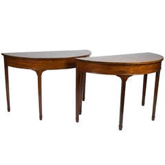 Pair of English Mahogany Demilune Consoles 9