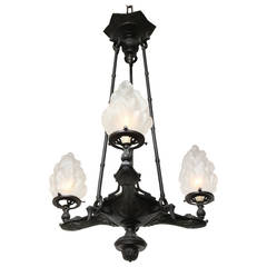 Three-Light Neo-Grec Bronze Chandelier 12