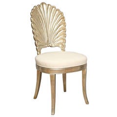 An Italian Shell Back Carved and Silver Leafed Chair 1