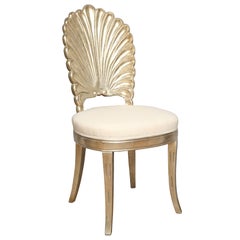 An Italian Shell Back Carved and Silver Leafed Chair