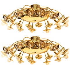 A Pair of Paavo Tynell Ceiling Mounted 24-Light Fixtures
