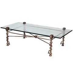 A Modern Patinated Forged Iron Coffee Table in the Manner of Giacometti 3