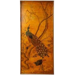 Vertical Rectangular Peacock Motif Wallpaper Panel