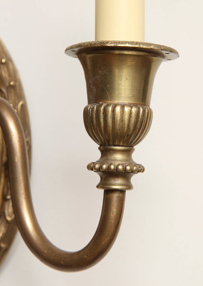 20th Century Pair of French Louis XVI Style, Two-Light Wall Sconces For Sale