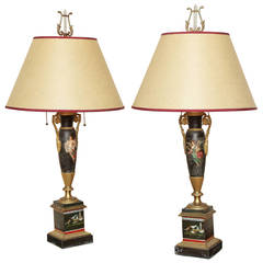 Pair of Hand-Painted Tole Lamps 7