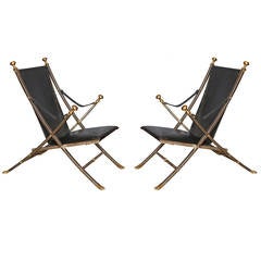 Pair of Jansen Style Campaign Chairs 6