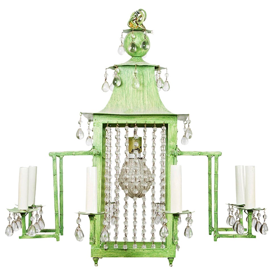 A New Eight Light Chinoiserie Design Tole Chandelier