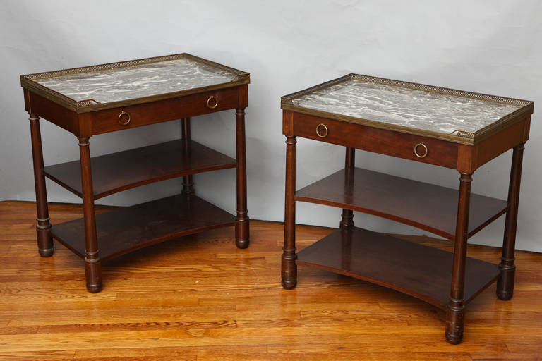 Pair of Three-Tiered, French Empire Style Side Tables